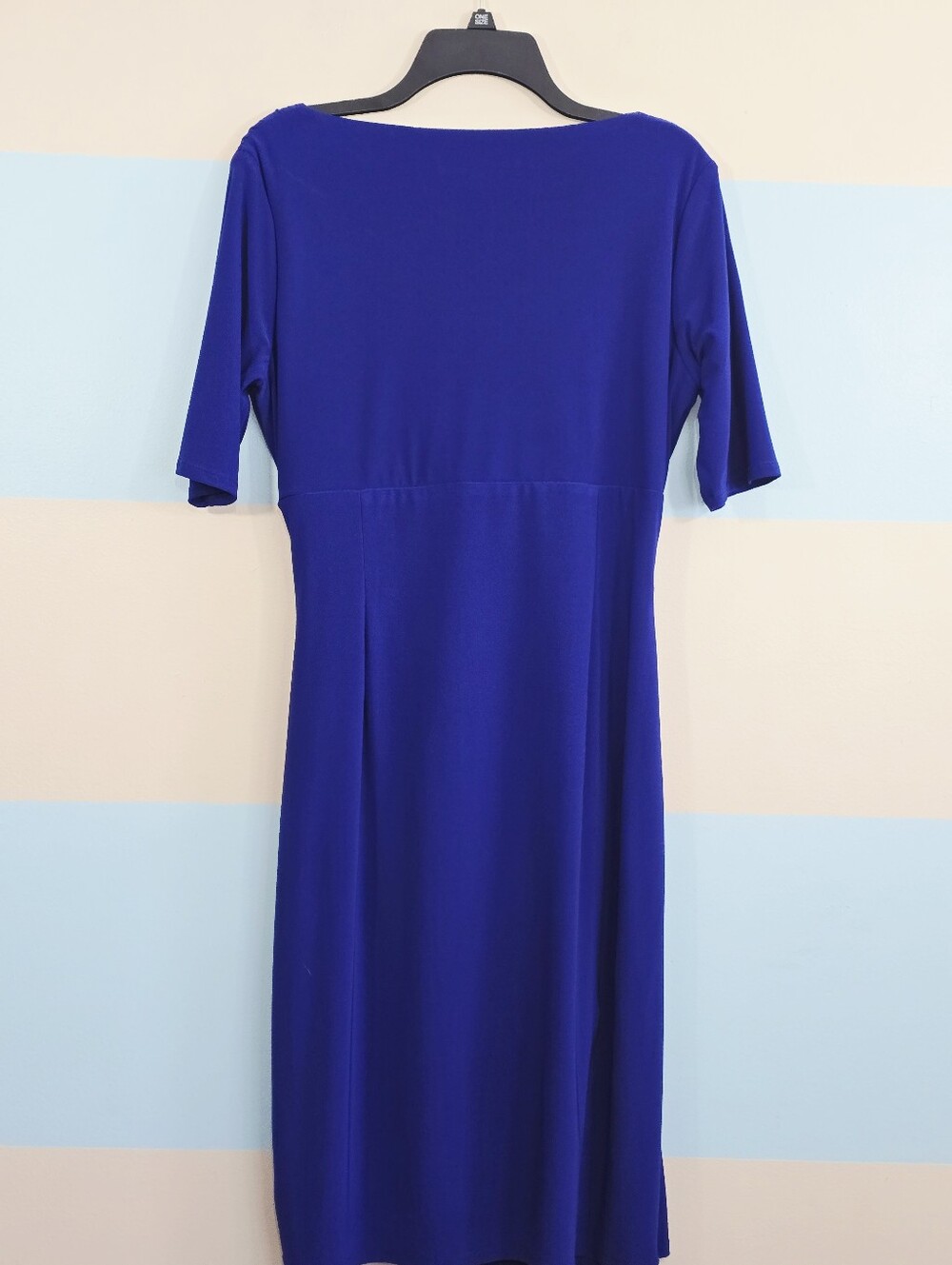 Evan Picone Cobalt Blue Faux-Wrap Midi Dress - Picture 4 of 6